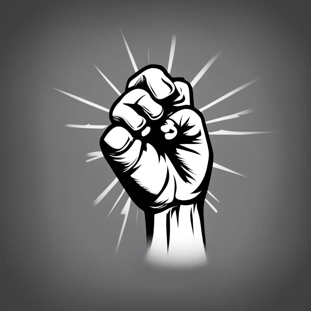 clipart of a fist raised in rebellion