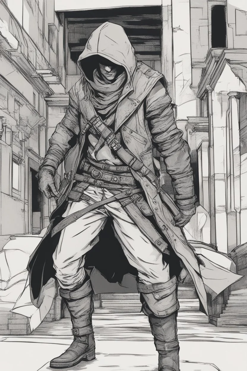 male human rogue adventurer in a city