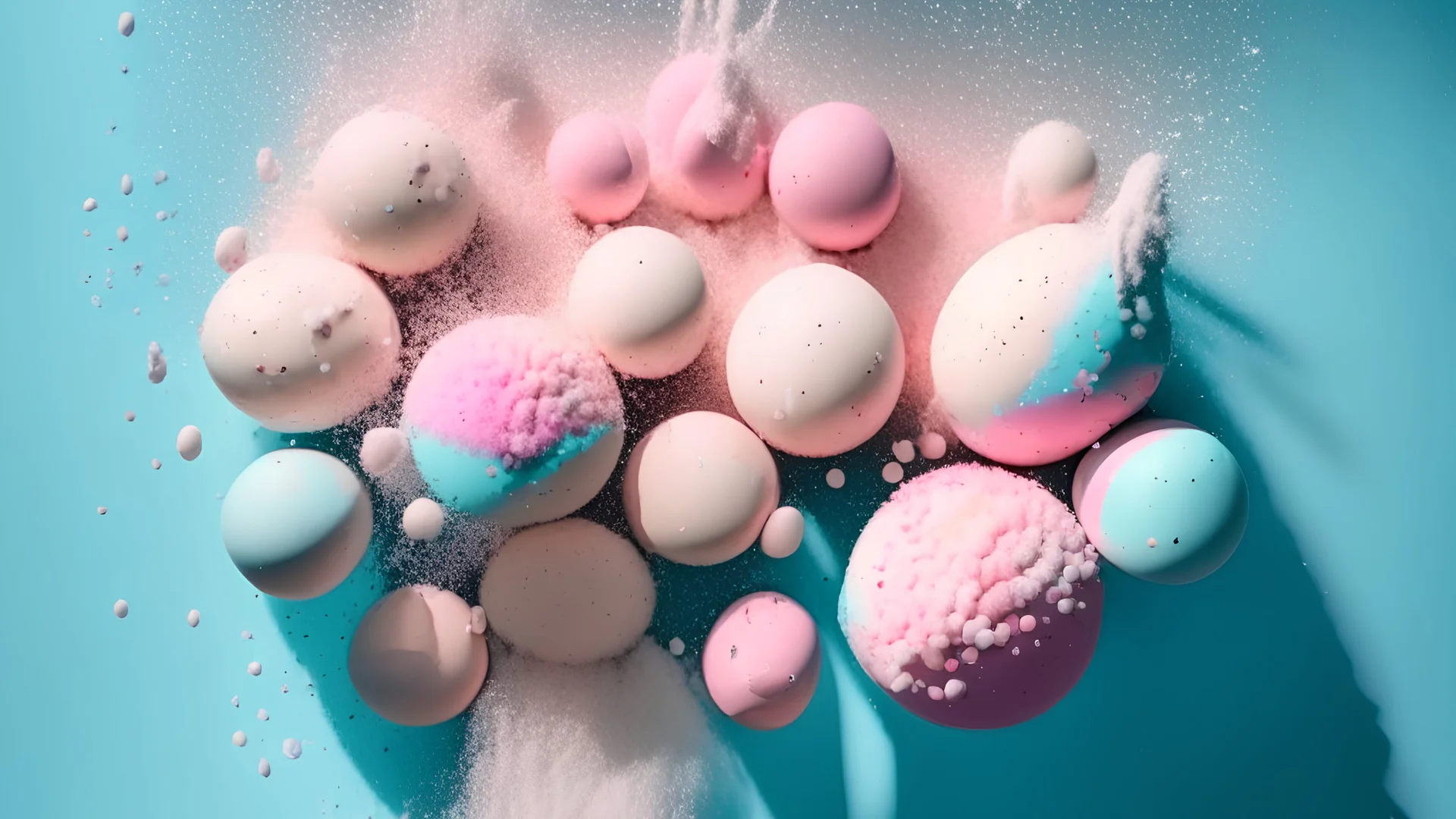 generate me an aesthetic photo of shower bombs in daylight