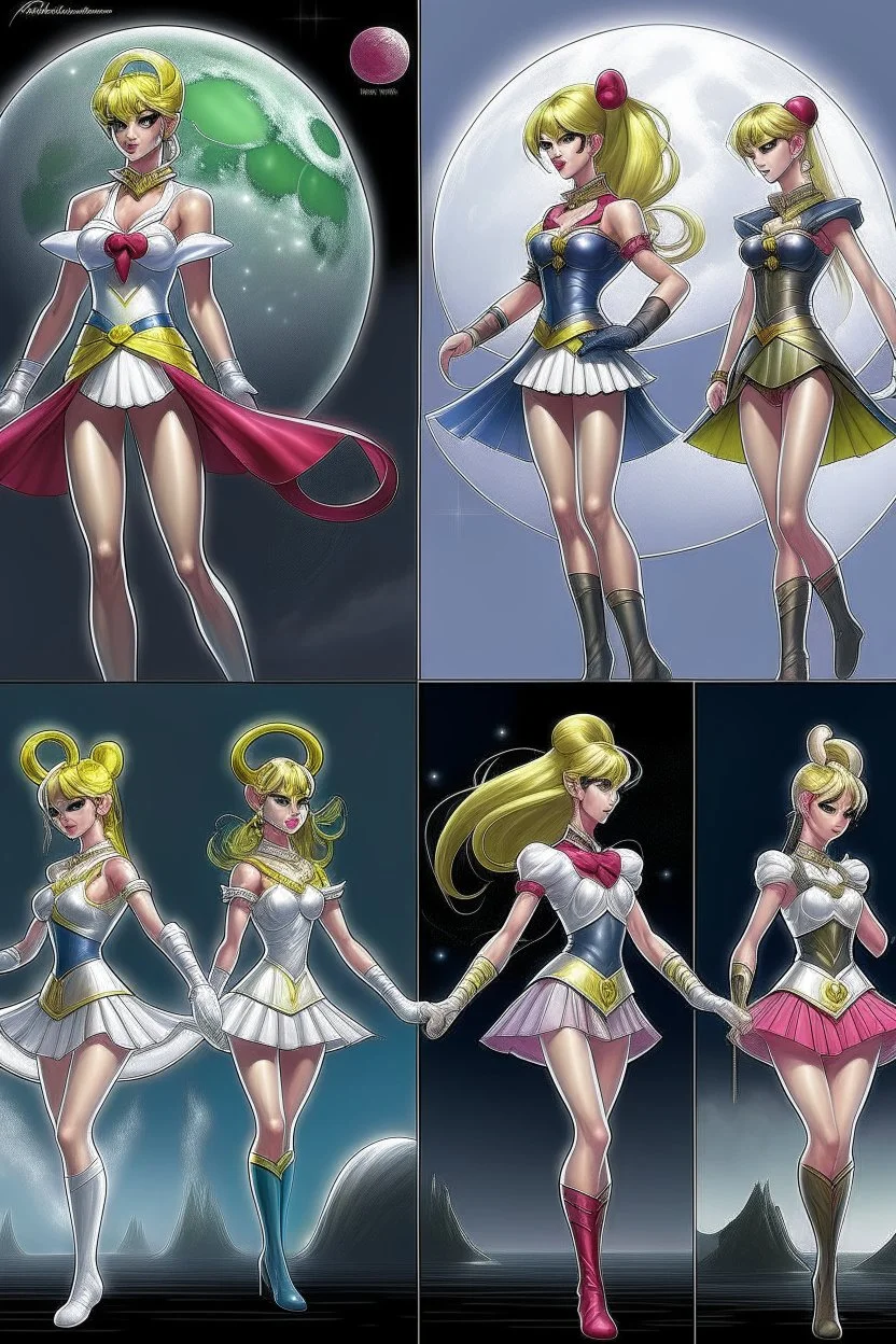 Create a stunning, full body, photorealistic illustration of Sailor Moon's transformation sequence, highlighting her evolution into a beautiful and powerful woman. Ensure that the details, colors, and lighting capture the essence of her character and the magic of the transformation, make no distortion, no deform of any body, make sure its full body frame,