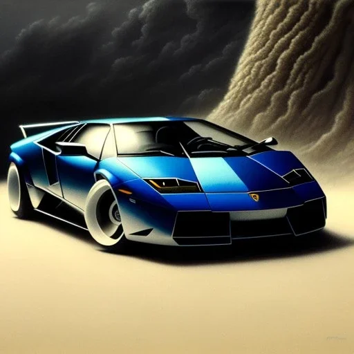 hyperrealism Drawing of 'Lamborghini Murcielago', three quarter frontal aerial view, by gaston bussiere, greg rutkowski, yoji shinkawa, yoshitaka amano, tsutomu nihei, donato giancola, tim hildebrandt,oil on canvas, cinematic composition,Sharp detail,extreme detail,fit full head inside picture,16k