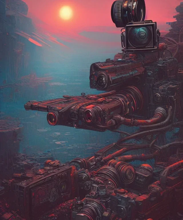 Camera. concept art, hyper detailed, dan mumford, kilian eng, post-apocalyptic, oil on canvas