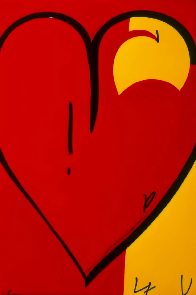 An orangish-red heart painted by Stuart Davis