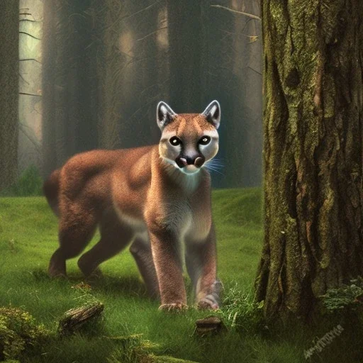 wild cougar in the forest