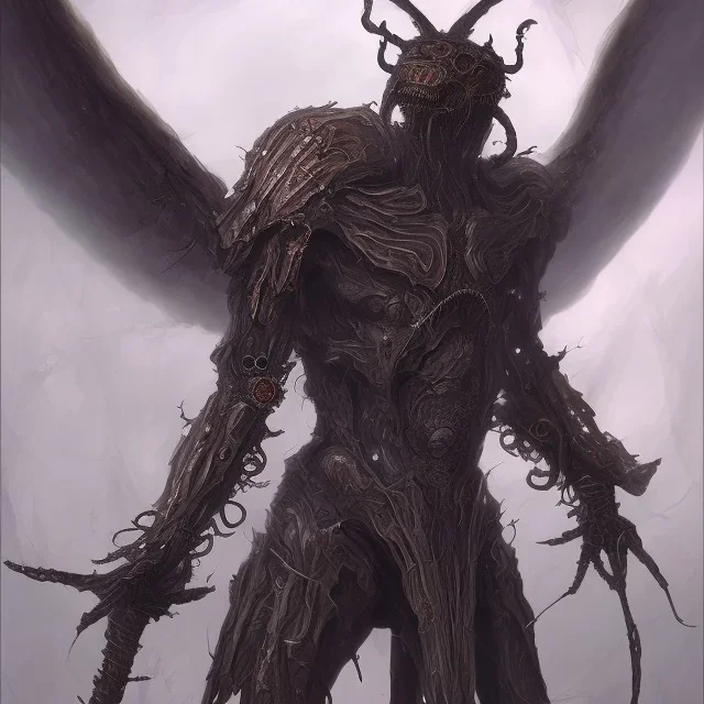 human insect hybrid exoskeleton worrier, weapon of crystal light, black horror gaunt eyes, dead infected skin