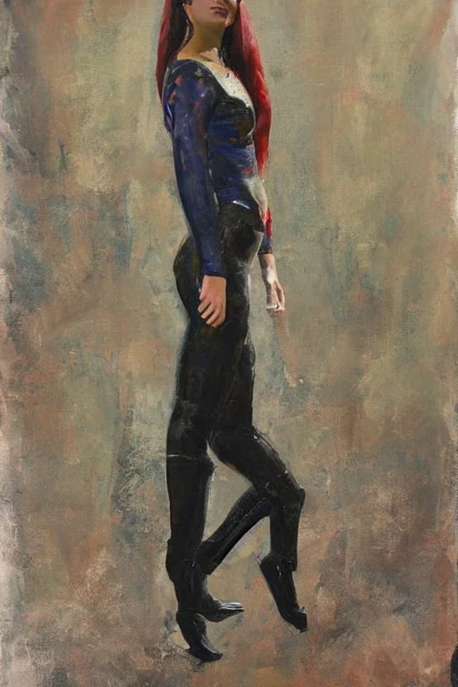 Full body portrait, painting, medium shot lady ArtPunk