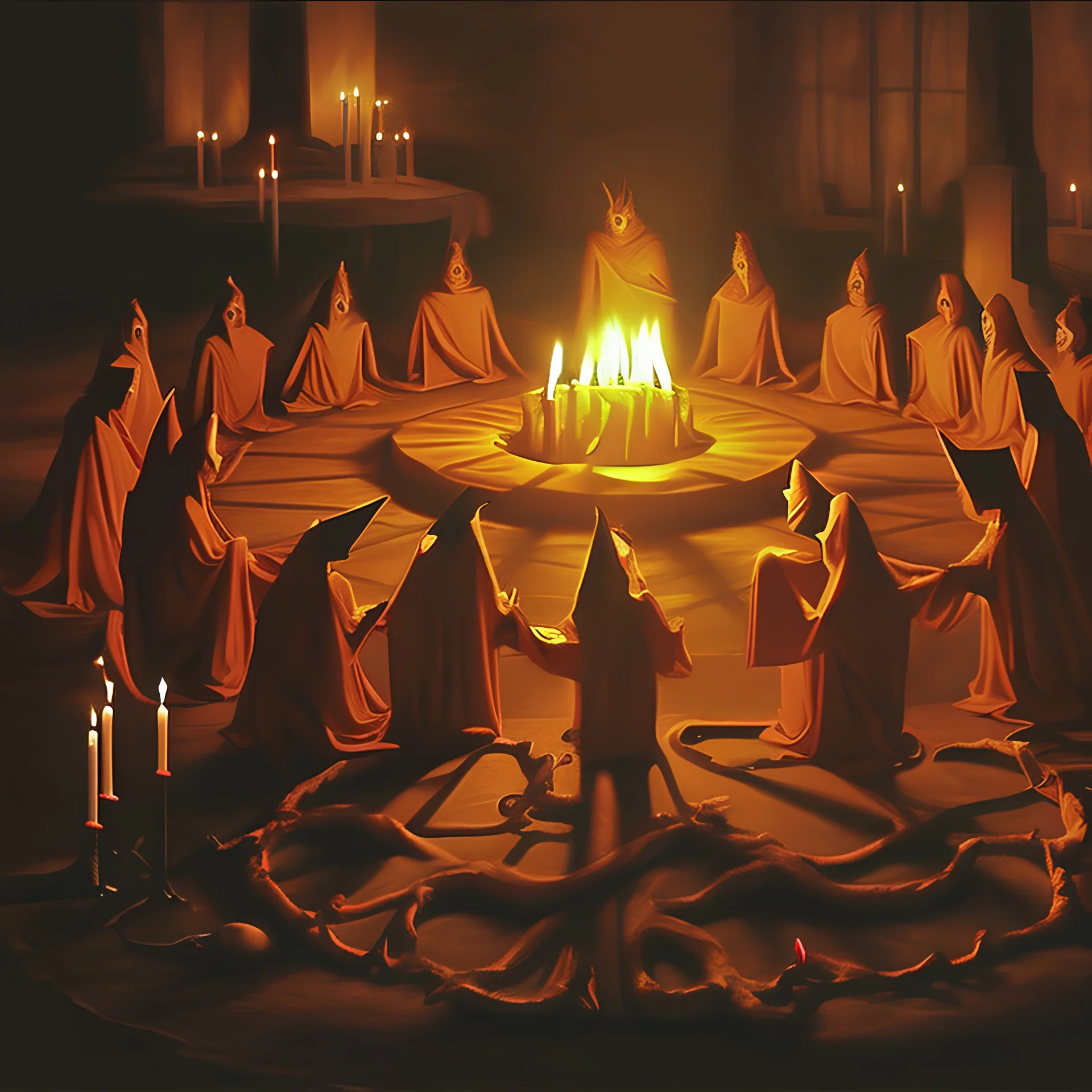 high definition, realistic, beautiful picture of wikipedia contributors performing a satanic ritual on the wikipedia platform