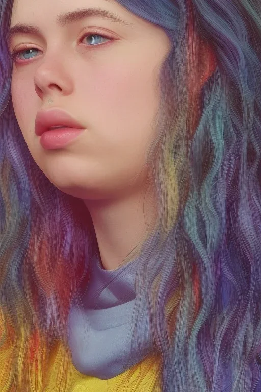 Billie Eilish, in full growth, photorealistic illustration, 4k