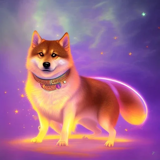 esoteric glowing aura doge shiuba inu with orbs