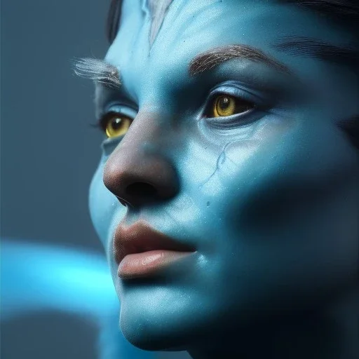 portriate of beautiful blue na'vi warrior, istrice, volumetric lighting, particals, intricate detail,realistc, close up