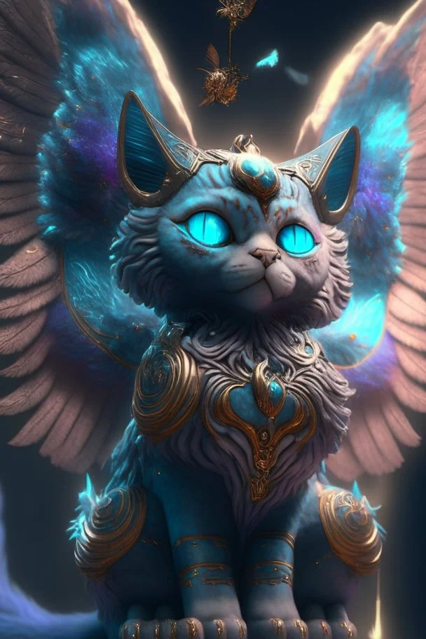 Plush Cat angel alien,FHD, detailed matte painting, deep color, fantastical, intricate detail, splash screen, complementary colors, fantasy concept art, 32k resolution trending on Artstation Unreal Engine 5