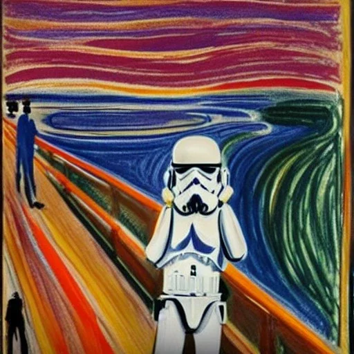 the scream painting with storm trooper