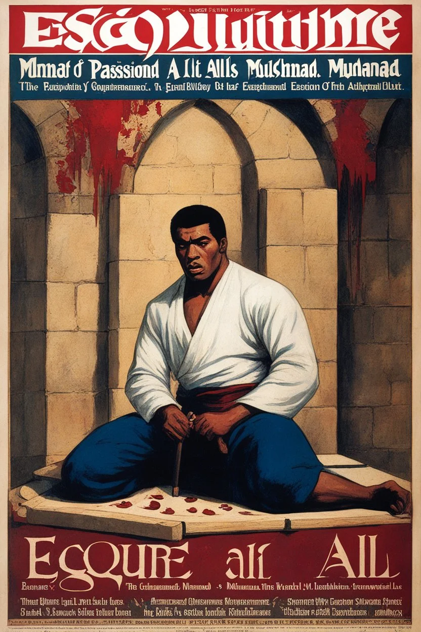 "SHOCKING BLOODY" Guillotine medieval magazine cover: Esquire: The Passion of Muhammad Ali