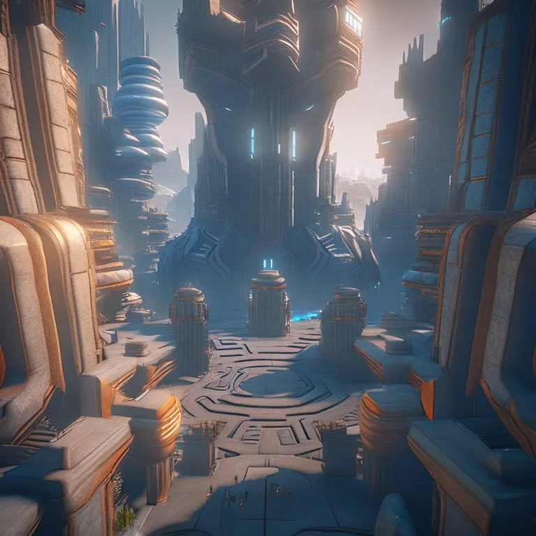 giant labyrinth scifi city, unreal engine 5, 8k resolution, photorealistic, ultra detailed