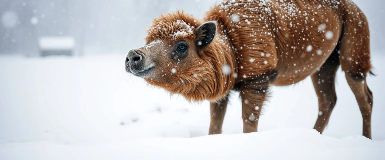 camel pig in snow storm
