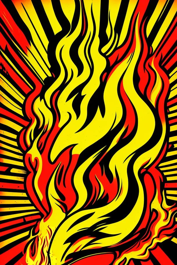 Vintage pop art style, flame fire