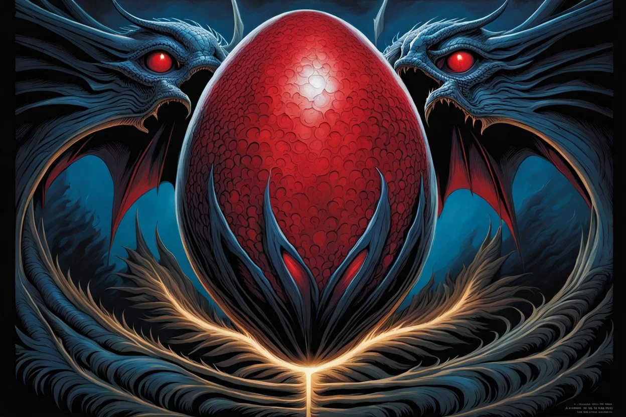 a blue dragonegg full of red lightning. h. r. giger. dark horror setting. painted by Anne Stokes, Mark Brooks and Dan Mumford, comic book art, perfect, smooth