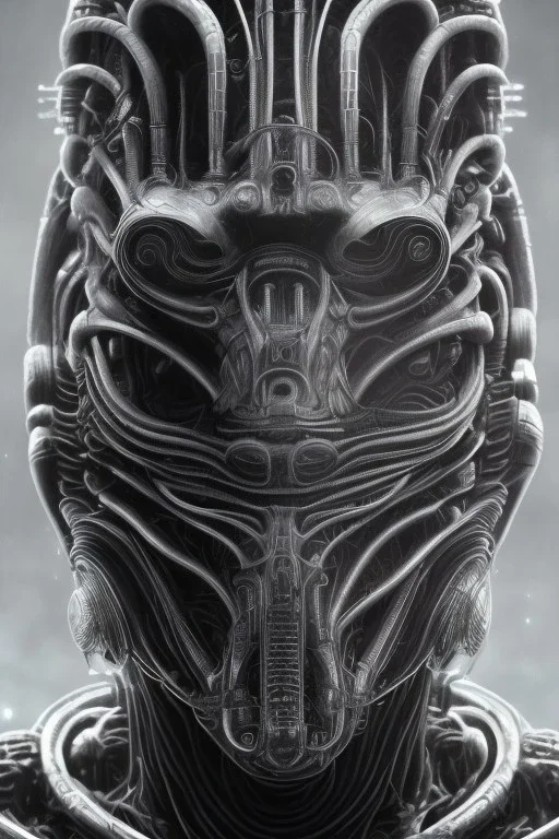 evil predator, alien, tron, head, bitcoin eyes, 8k, finely detailed, dark light, photo realistic, hr giger, cyberpunk