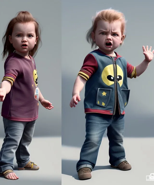 Penny Hofstadter toddler, full body, dramatic lighting, angry, hyper realistic