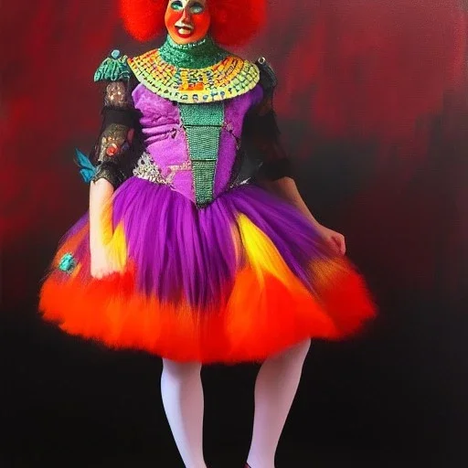 Full body portrait, painting, medium shot lady Clownpunk