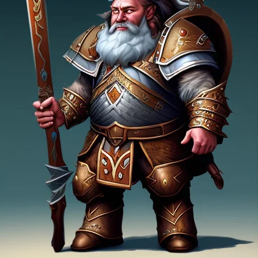 D&D character, paladin, dwarf, heavy armor, warhammer