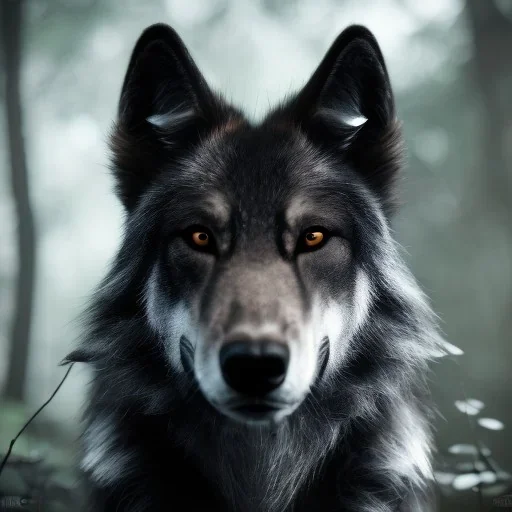 in Forest under vampire award winning portrait of a maleunreal 5, octane render, cinema4d, dynamic lighting, dramatic lighting, 4k, redshift render, highly detailed, hyper realistic,anthropomorphic black wolf long