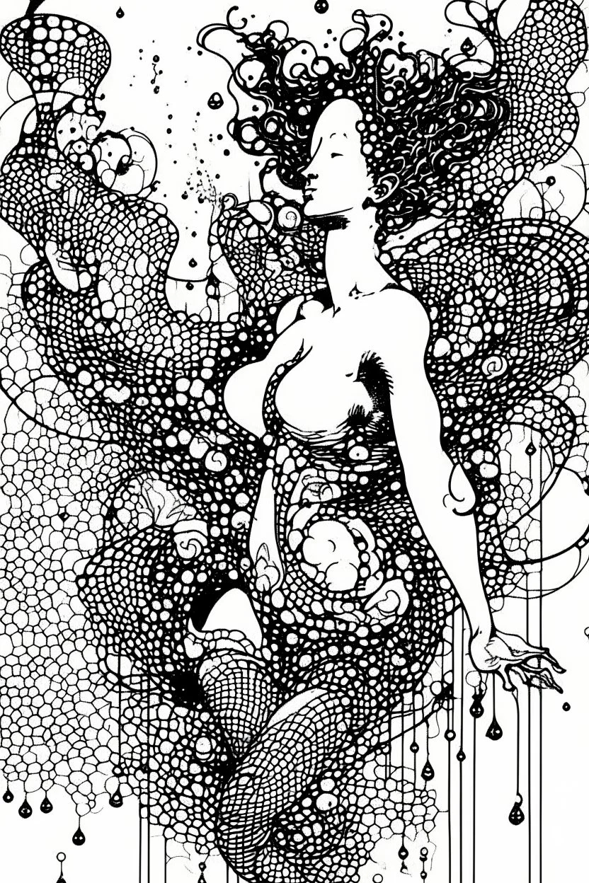 Ink drawing graphics venus excitante figures , line drawing, white background, negative space, splashes of soft colours hiperdetailed