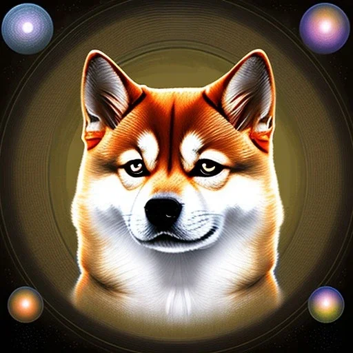 shiba inu gazing eyes, psychic ethereal orbs