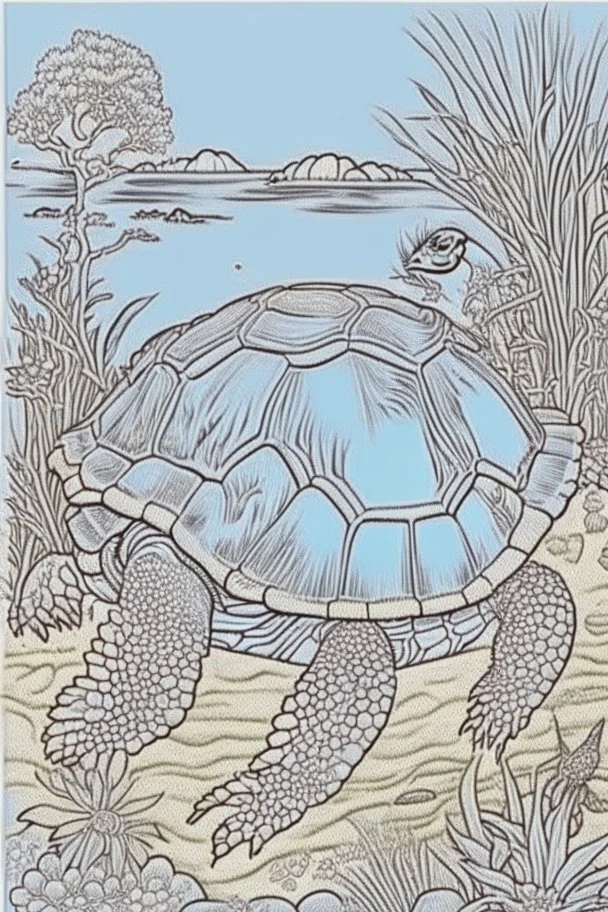 coloring book page of a magical turtle, monochrome, black and white, sharp, sketch drawing