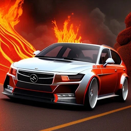 detailed phong shaded rendering of a realistic lava car