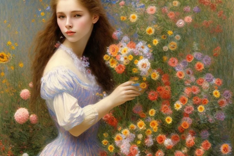 girl with flowers monet