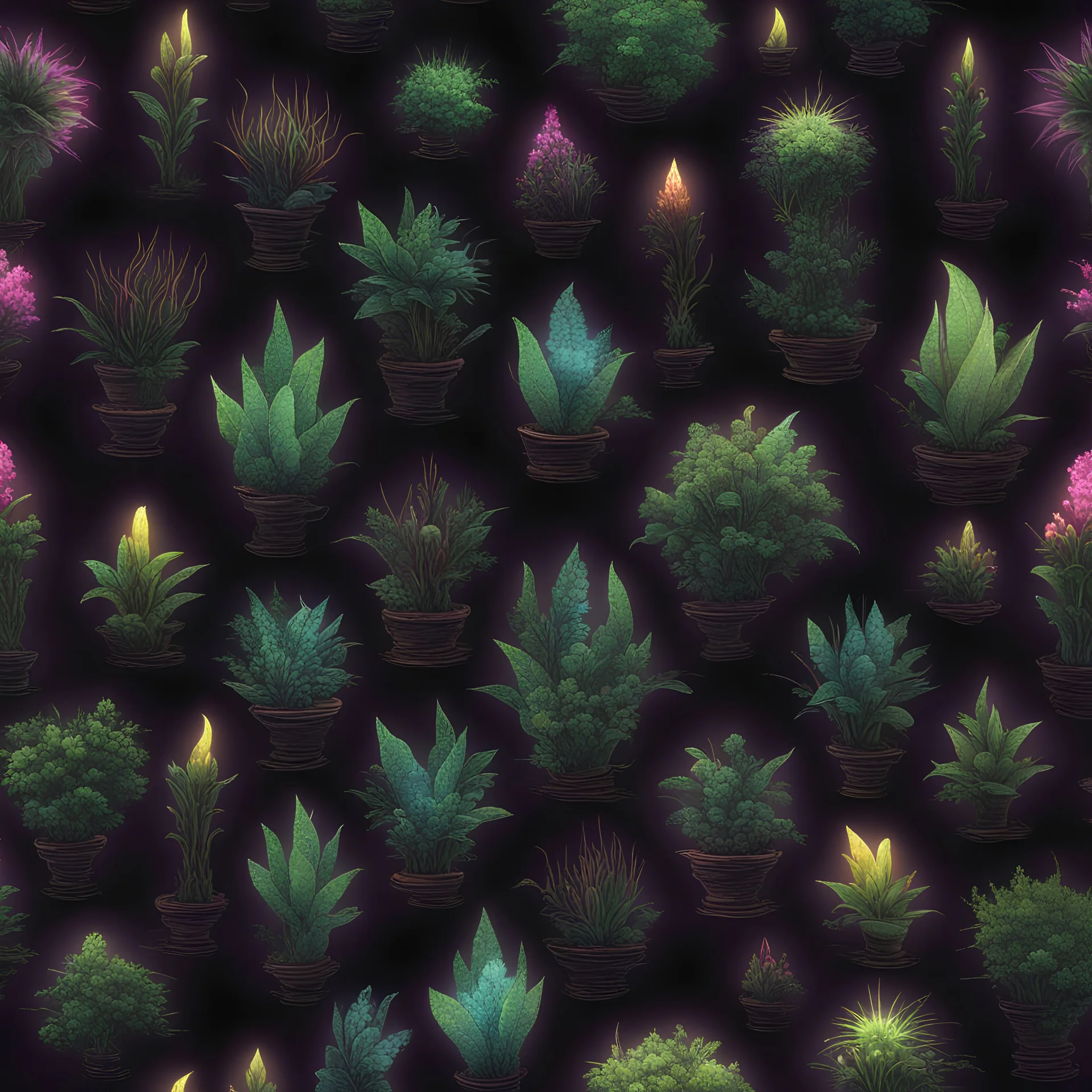 magical plants would look like if they could heal, glow