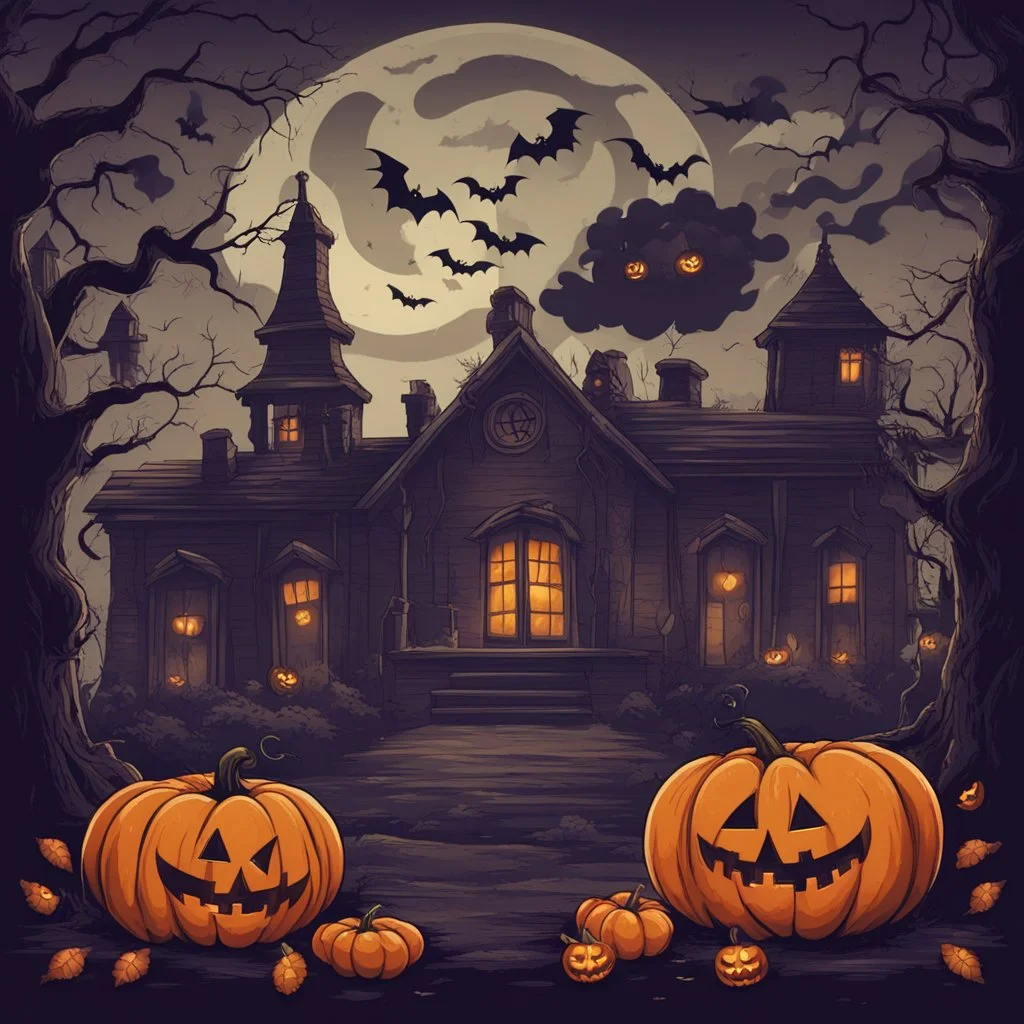 Background for an old school in Halloween style