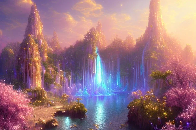 gold and light delicate violet fuchsia crystal cosmic background，waterfall, full of details, smooth, bright sunshine，soft light atmosphere, light effect，vaporwave colorful, concept art, smooth, extremely sharp detail, finely tuned detail, ultra high definition, 8 k, unreal engine 5, ultra sharp focus