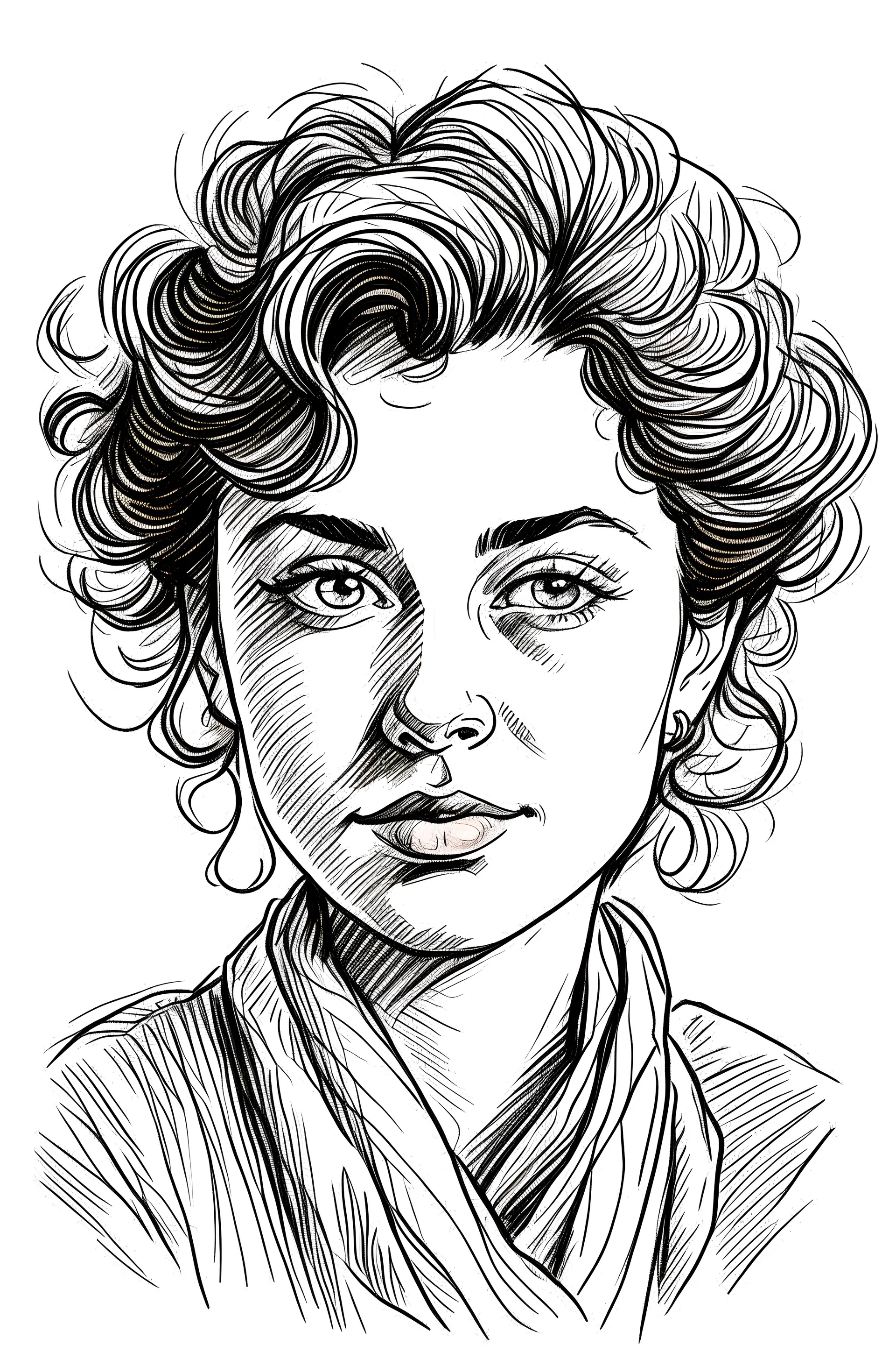 A woman portrait in the style of a drawing