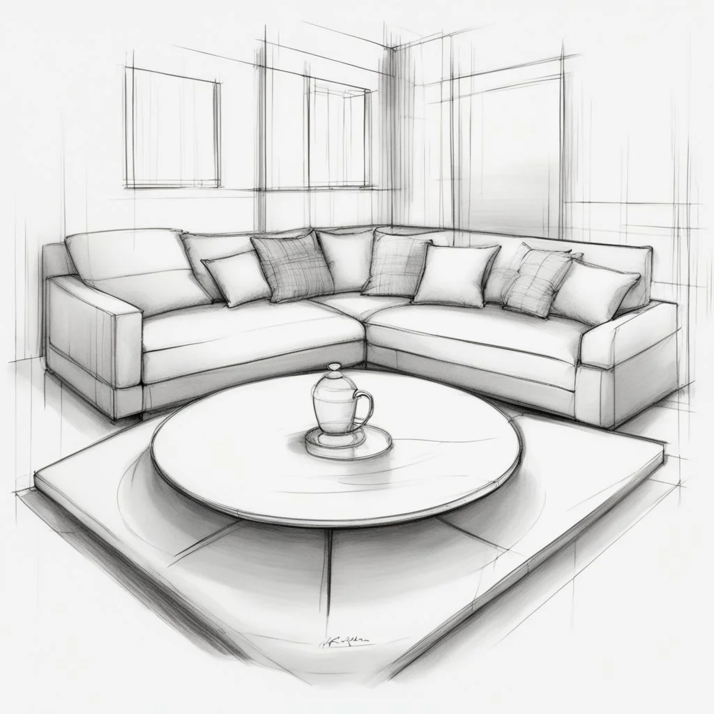 Modern “small” circular coffee table design, sketch