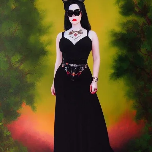 Full body portrait, painting, medium shot lady HealthGoth