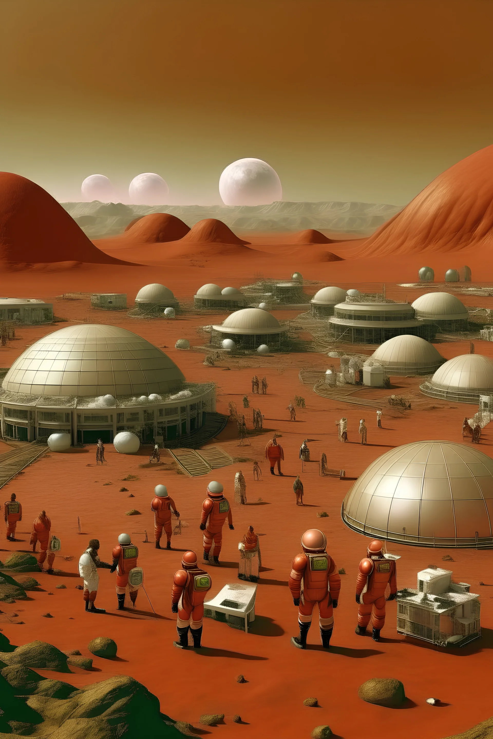الحياة في كوكب المريخ إذا كانت مملوءة بالبشر و المباني و المياه والمزروعات و جميع أنواع الثروات الطبيعية