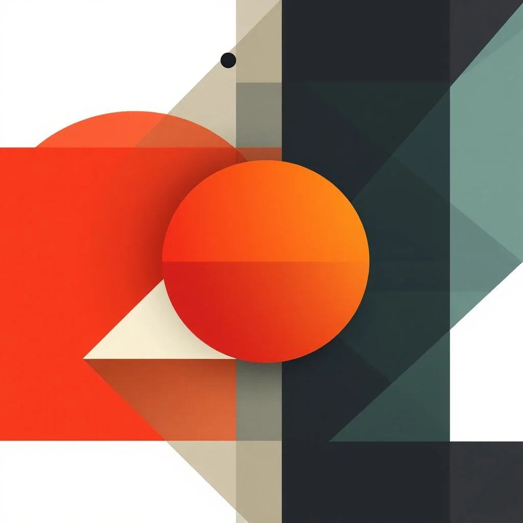 Minimal abstract image with added geometric elements indifferent colours