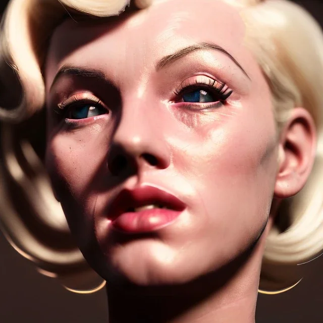 Realistic image portrait, waist up view, blonde woman, sweet Marylin Monroe face, pop style, shave hair, glow eyes, classic super hero dress, highly detailed, unreal engine 5, ray tracing, RTX, lumen lighting, ultra detail, volumetric lighting, 3d, finely drawn, high definition, high resolution.