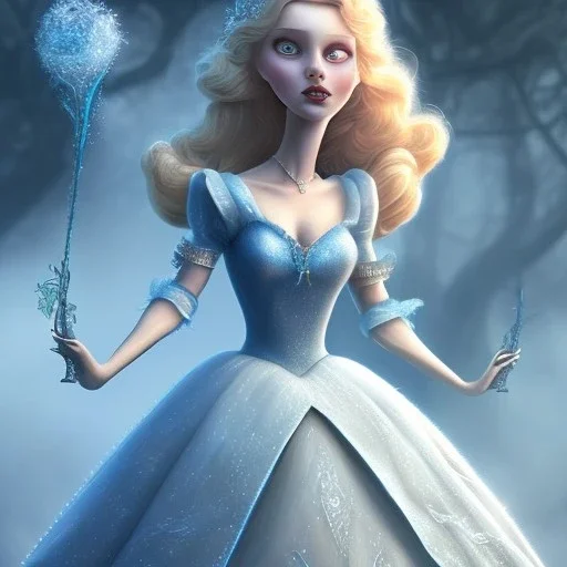 extrem tim burton style cinderella, ultra detailed,