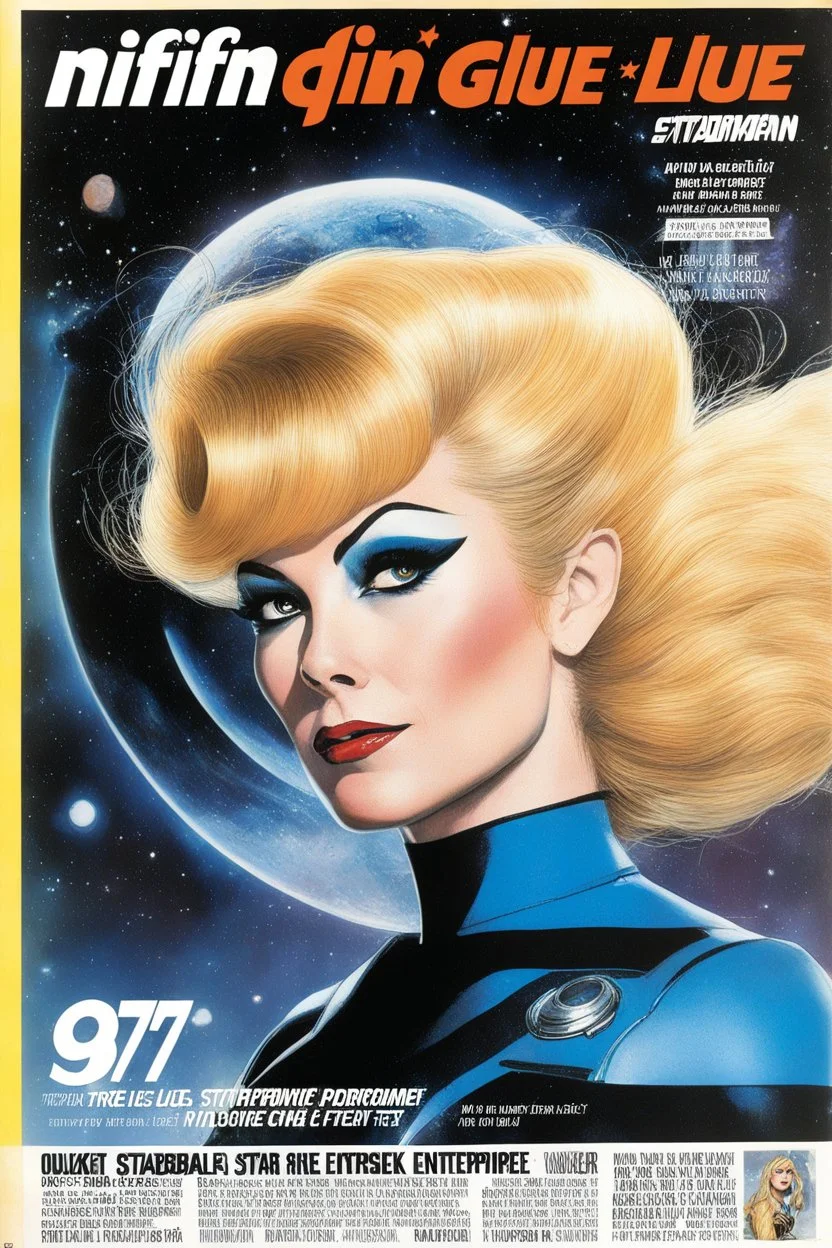 NIFFIN’ GLUE magazine #871 (13 Vroker 34) high res photo cover by Ralph Steadman: special 'Star Trek enterprise episode for her' issue; guest star : Barbarella as a starfleet agent