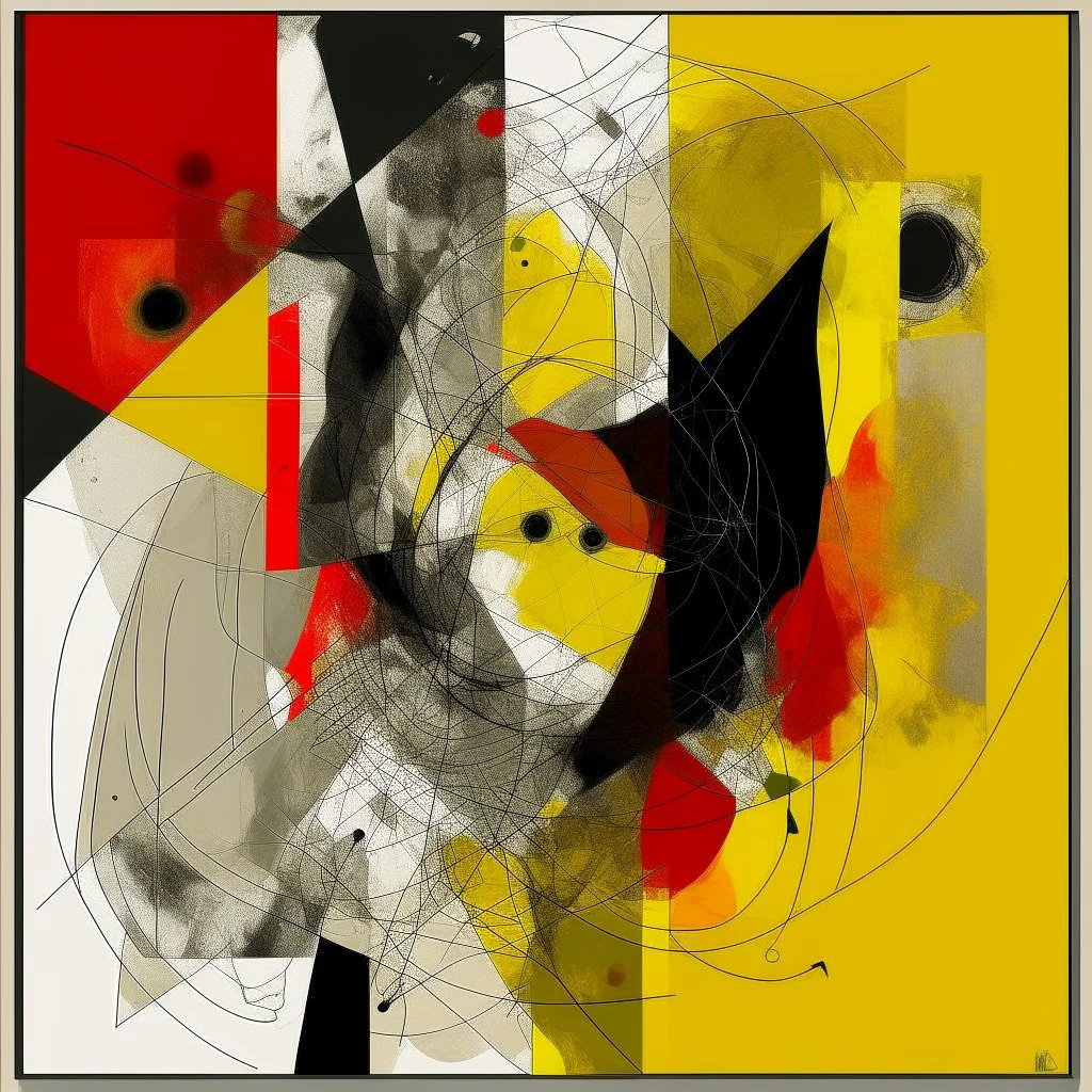 Sloth contrivance, by Tracey Adams and VS Gaitonde, mind-bending abstract image, fragmented, subconscious deconstructivism, yellow and black and white and red color scheme