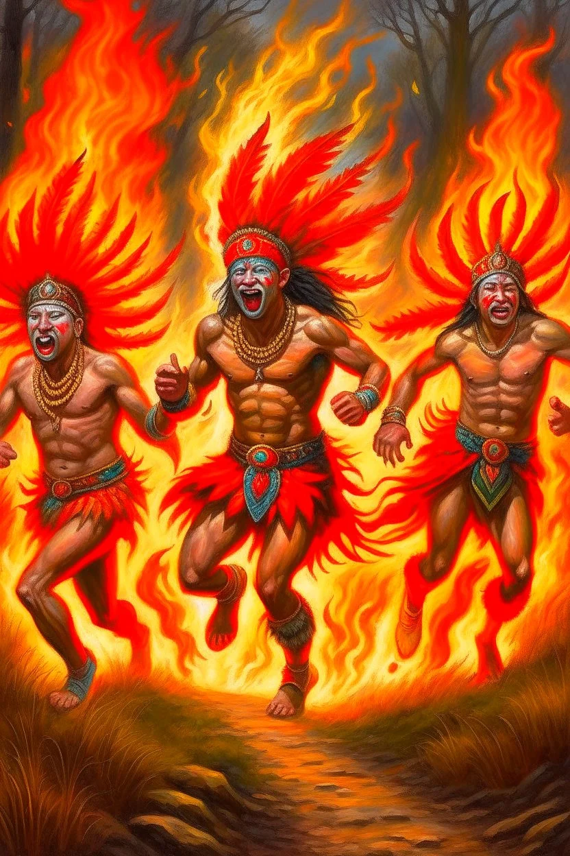 czar messengers running from a fire spirit