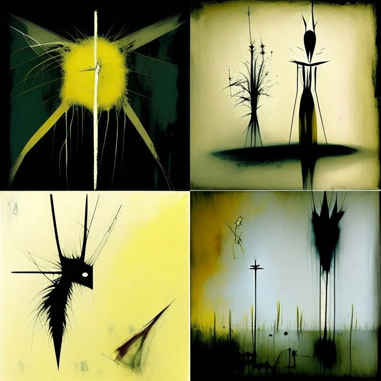 Abstract Style by Gabriel Pacheco and VS Gaitonde and Jack Yerka and Gerald Scarfe, nihilism, abstract surreal art, a metaphorical representation of the ephemeral speaking in tongues archetype, warped silhouette post-human anatomies, gestalt lunatic grass shine, sinister, dynamic diagonal layout composition, juxtaposition of the uncanny and banal, sharp focus, weirdcore, never-before-seen