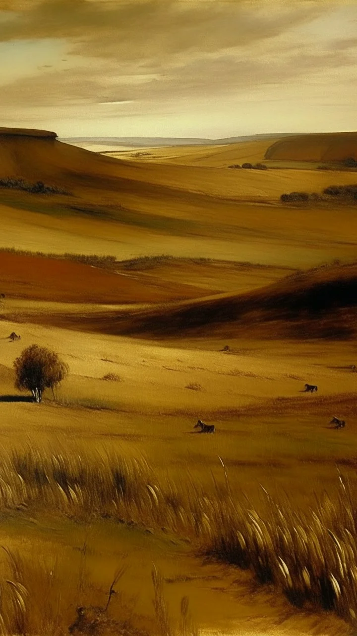 A brownish bronze fields near steppes painted by Edgar Degas