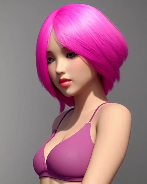 Cherry Crush, long light pink hair, highly detailed, mini skirt and crop top, 8K, photorealistic rendering