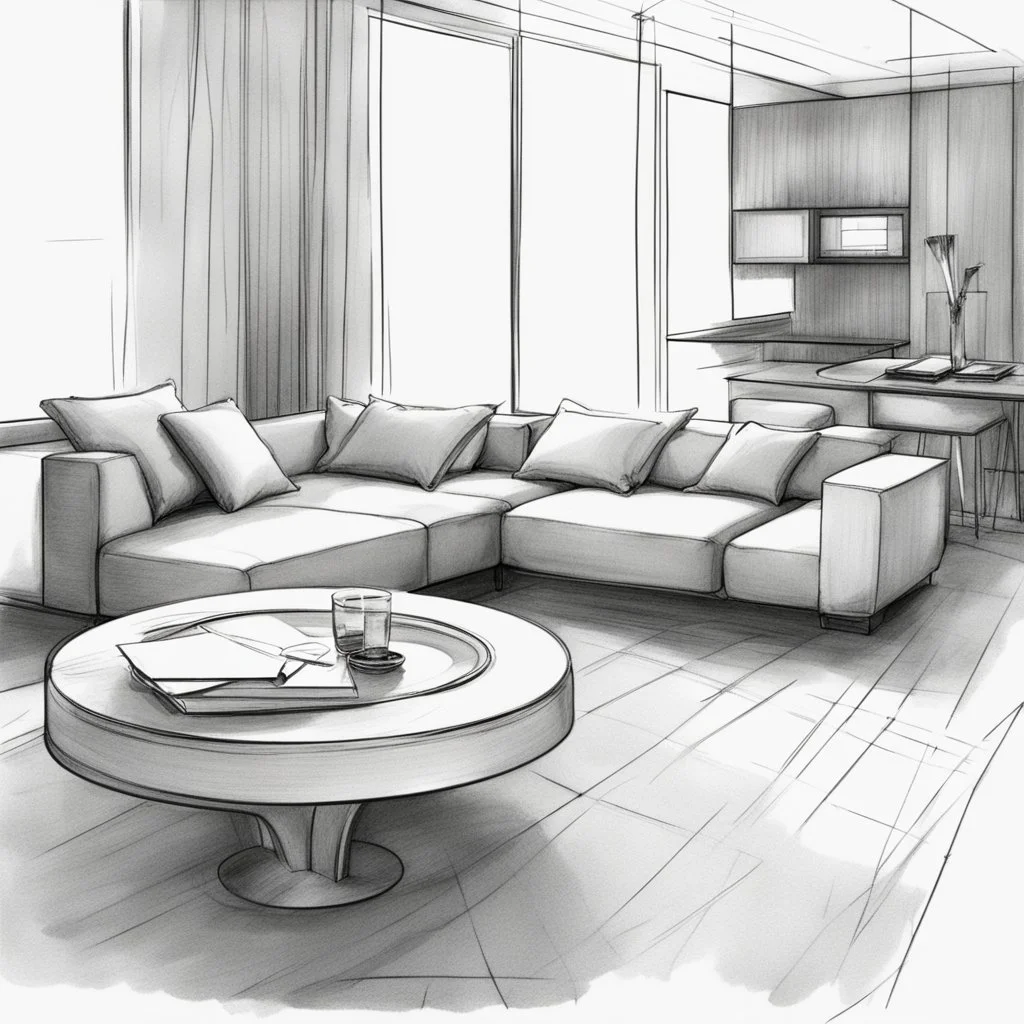 Modern “small” circular coffee table design, sketch