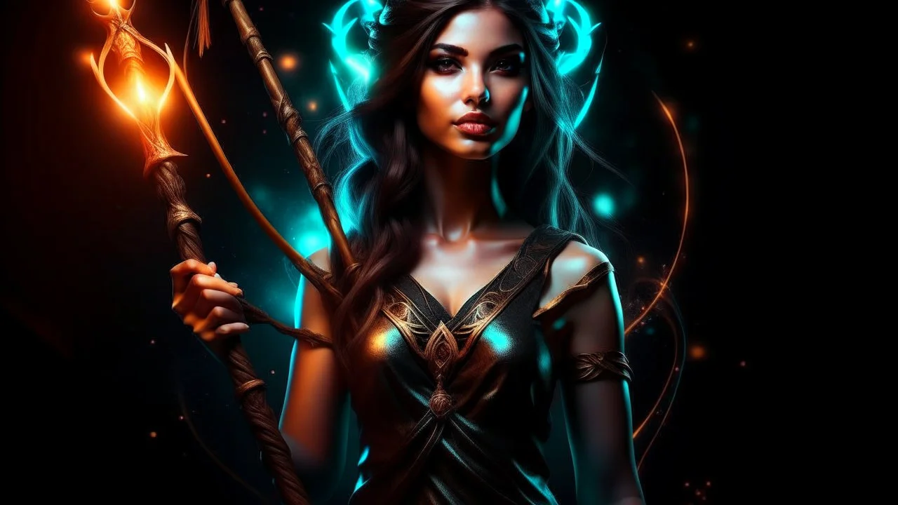 poster, a fantasy girl on a bright background holds a magic staff, with the ERAZE logo. The edges of the image fade to black.