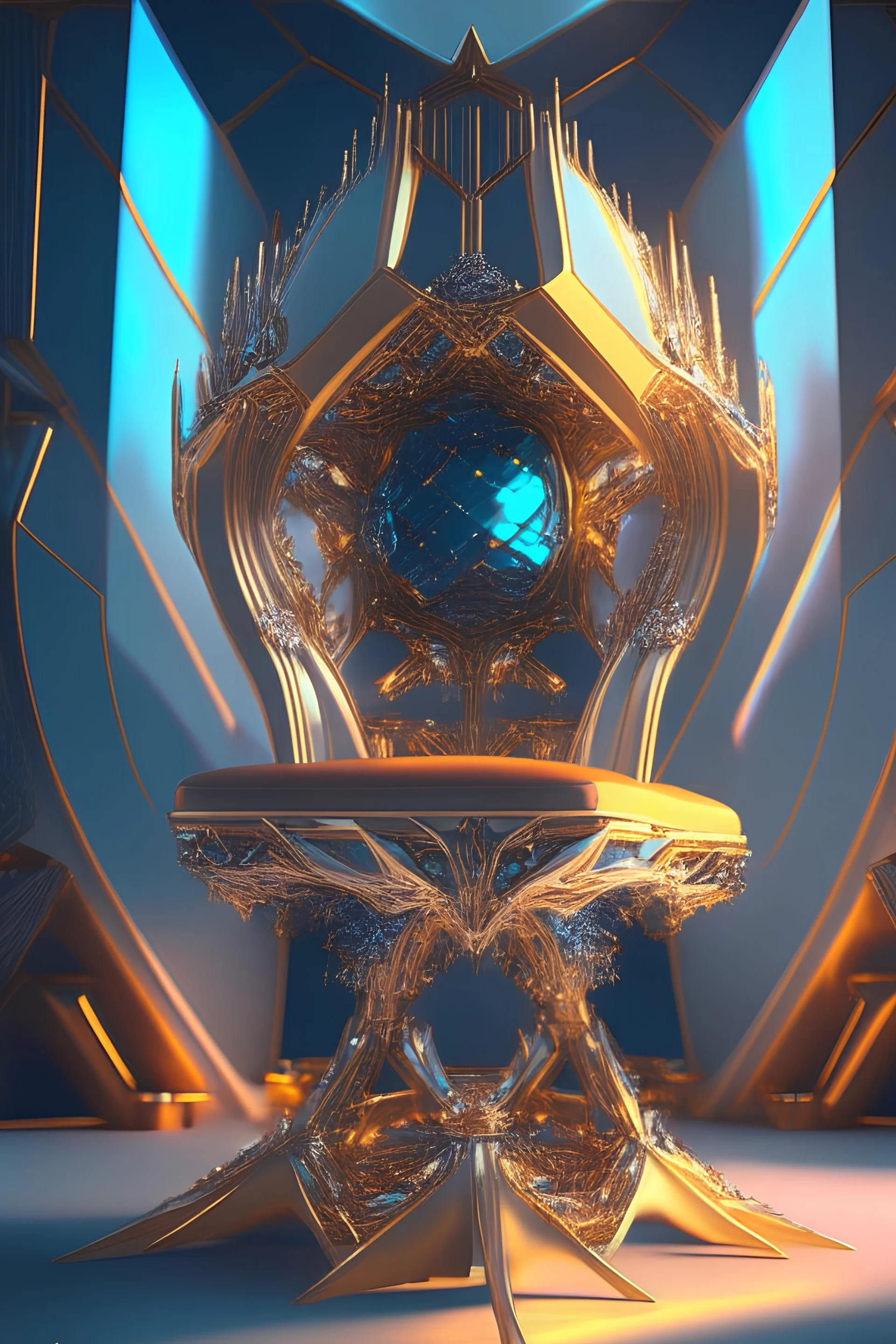 Furniture, unique, futuristic, symmetric, highly detailed, celestial, with full color, 3D, with glass, Cinematography, photorealistic, epic composition, Unreal Engine, Cinematic, Color Grading, fantasy, sunlight, ultra detailed artistic photography, midnight aura, glamour, intricate artwork masterpiece, golden ratio, trending on artstation, isometric, centered,Curtation